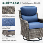 7 Pieces Outdoor Gliders Chairs Table Fire Pit Table with 5-Inch Thick Cushions