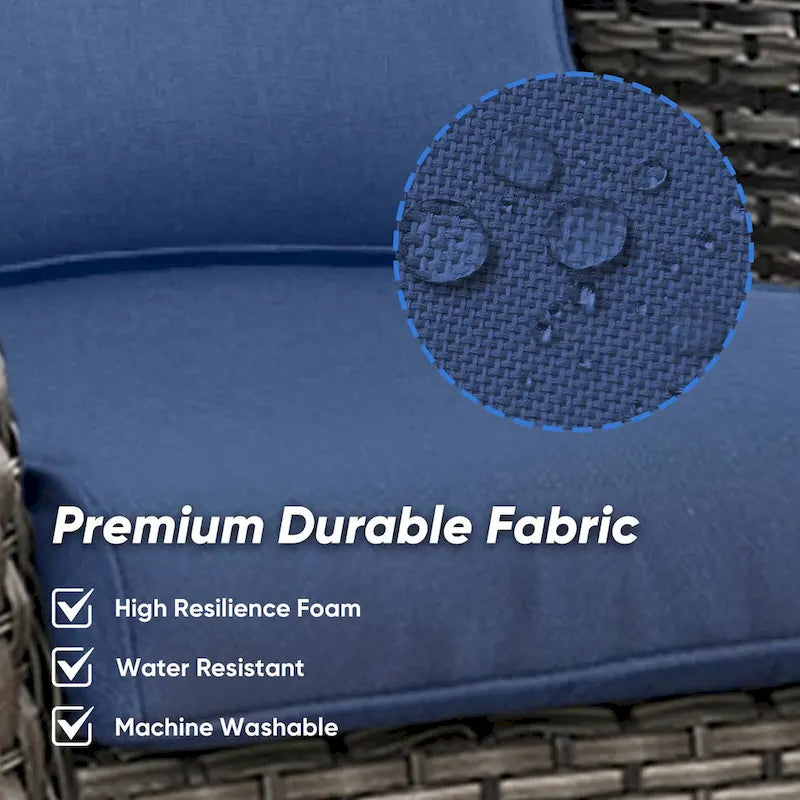 7 Pieces Outdoor Gliders Chairs Table Fire Pit Table with 5-Inch Thick Cushions