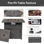 7 Pieces Outdoor Gliders Chairs Table Fire Pit Table with 5-Inch Thick Cushions