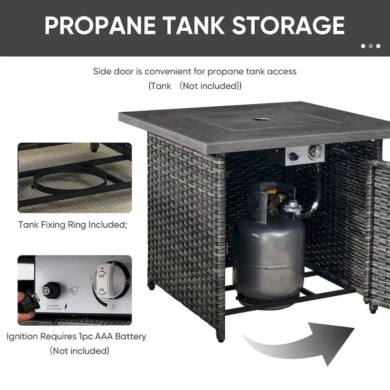 7 Pieces Outdoor Gliders Chairs Table Fire Pit Table with 5-Inch Thick Cushions