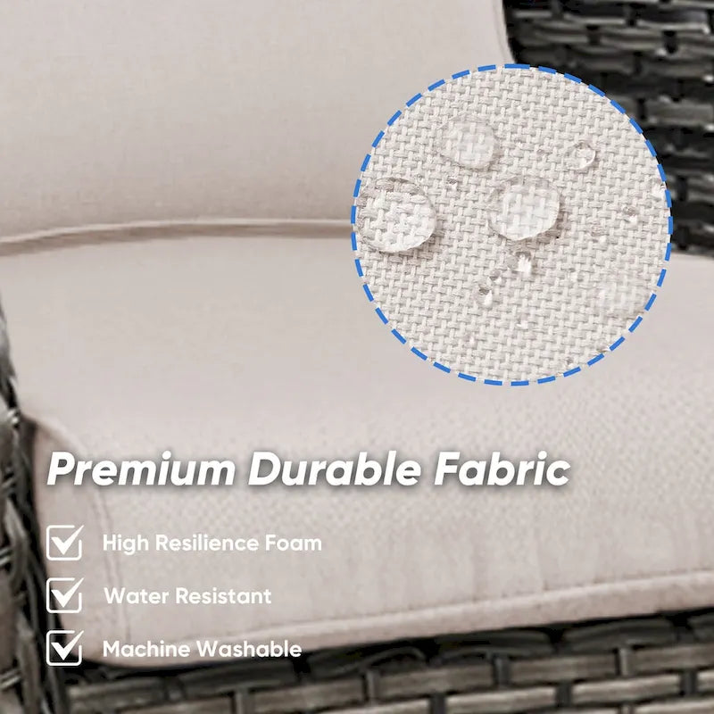 7 Pieces Outdoor Gliders Chairs Table Fire Pit Table with 5-Inch Thick Cushions