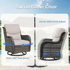 7 Pieces Outdoor Gliders Chairs Table Fire Pit Table with 5-Inch Thick Cushions