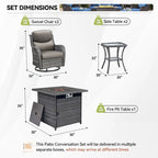 7 Pieces Outdoor Gliders Chairs Table Fire Pit Table with 5-Inch Thick Cushions