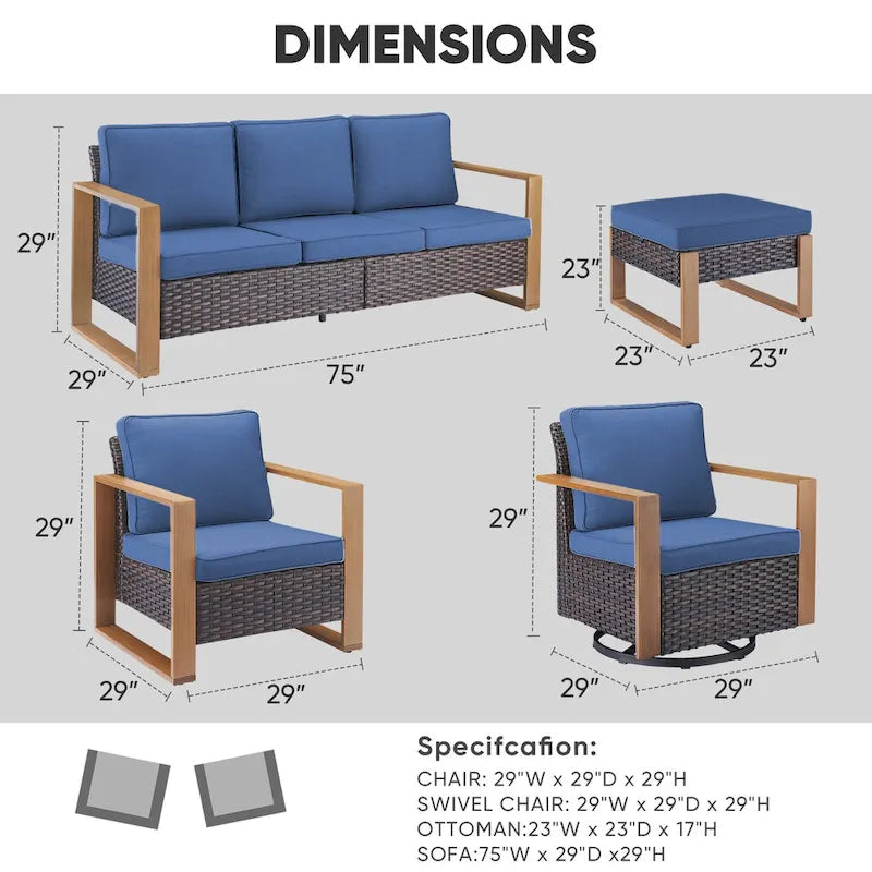 High Back Outdoor Furniture with Thick Cushion