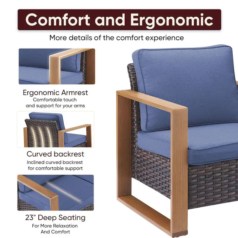 High Back Outdoor Furniture with Thick Cushion