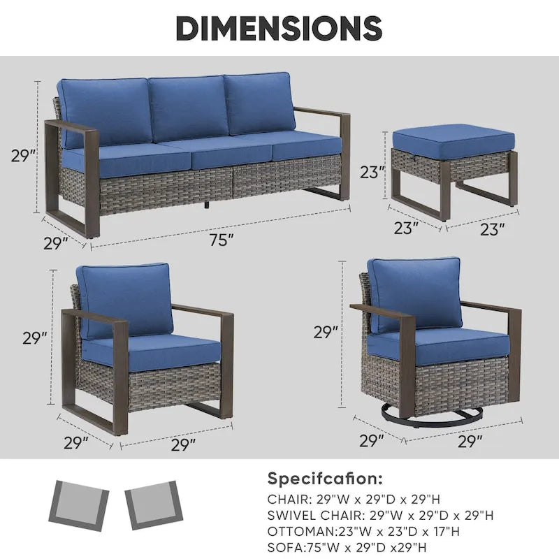 High Back Outdoor Furniture with Thick Cushion