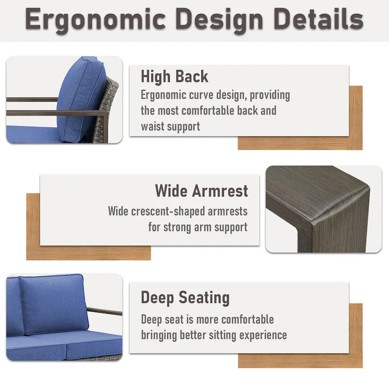 High Back Outdoor Furniture with Thick Cushion