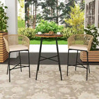 Costway 3 PCS Rope Woven Patio Bar Set with Soft Cushions and Acacia - See Details