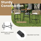 Costway 3 PCS Rope Woven Patio Bar Set with Soft Cushions and Acacia - See Details