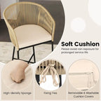 Costway 3 PCS Rope Woven Patio Bar Set with Soft Cushions and Acacia - See Details