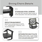 7 Piece HDPE Dining Table and 6 Chair with Umbrella Hole Casual Dining Set Outdoor Patio Poolside Picnic Beer Table