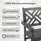 7 Piece HDPE Dining Table and 6 Chair with Umbrella Hole Casual Dining Set Outdoor Patio Poolside Picnic Beer Table