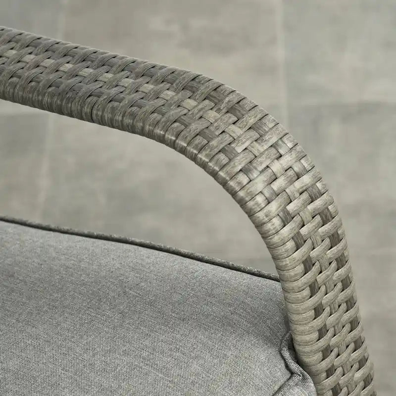 Outdoor Rattan Rocking Chair Patio Recliner with Soft Cushions, Adjustable Footrest, Max. 135 Degree Backrest, PE Wicker