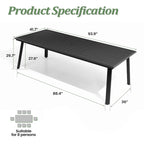 7/9PC Outdoor Patio Aluminum Dining Table with Umbrella Hole include Folding Chairs