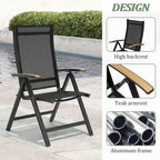 7/9PC Outdoor Patio Aluminum Dining Table with Umbrella Hole include Folding Chairs