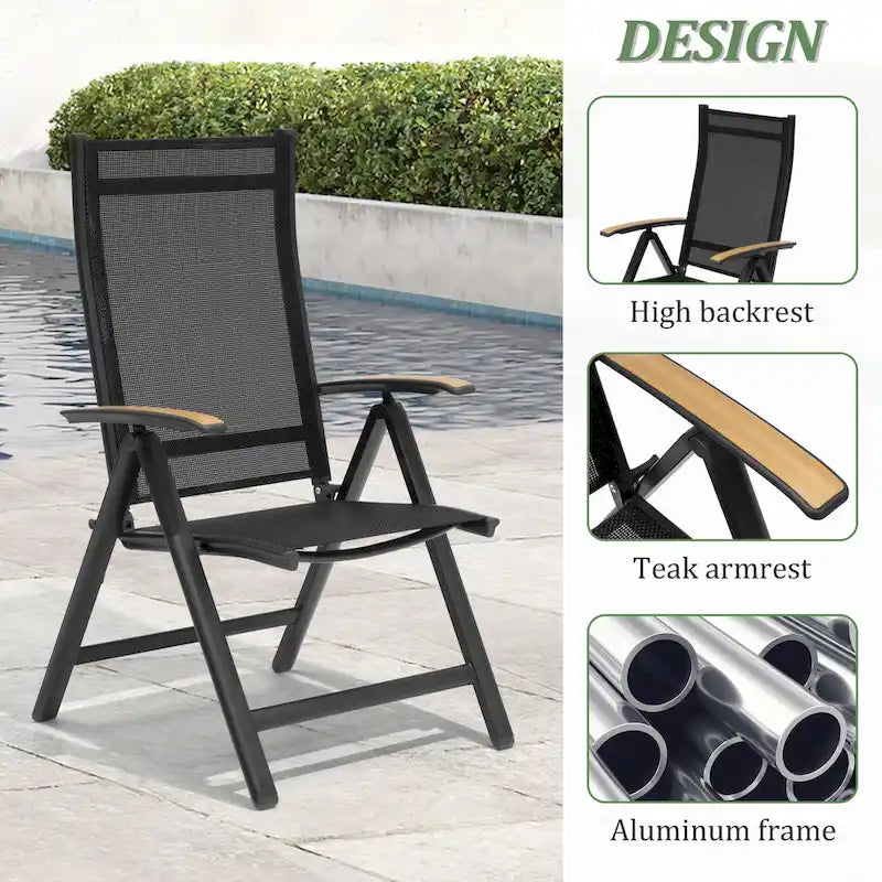 7/9PC Outdoor Patio Aluminum Dining Table with Umbrella Hole include Folding Chairs