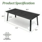 7/9PC Outdoor Patio Aluminum Dining Table with Umbrella Hole include Folding Chairs