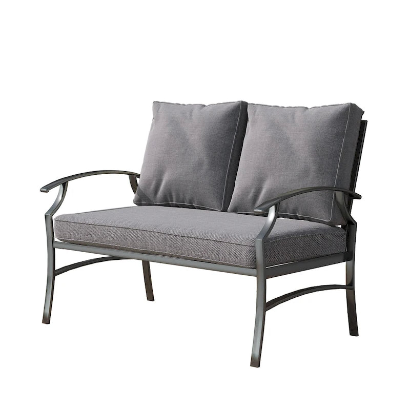 Uixe Outdoor Patio Upholstered All-Weather Loveseat with Cushions