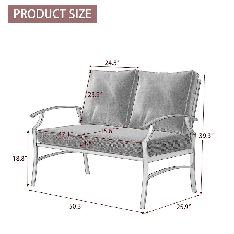 Uixe Outdoor Patio Upholstered All-Weather Loveseat with Cushions
