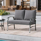 Uixe Outdoor Patio Upholstered All-Weather Loveseat with Cushions