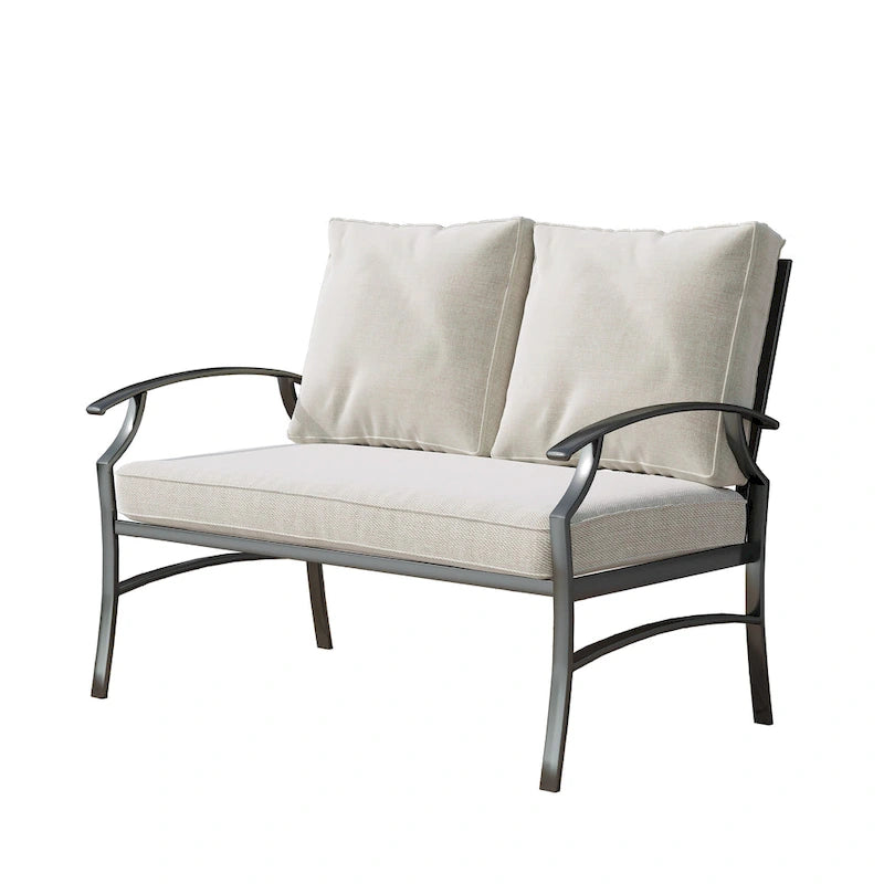 Uixe Outdoor Patio Upholstered All-Weather Loveseat with Cushions