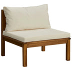 Lave 6pc Outdoor Modular L Sofa Set, Ivory, Brown Wood Coffee Table
