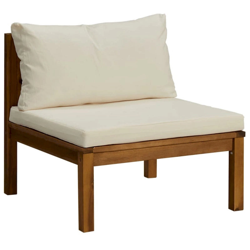 Lave 6pc Outdoor Modular L Sofa Set, Ivory, Brown Wood Coffee Table