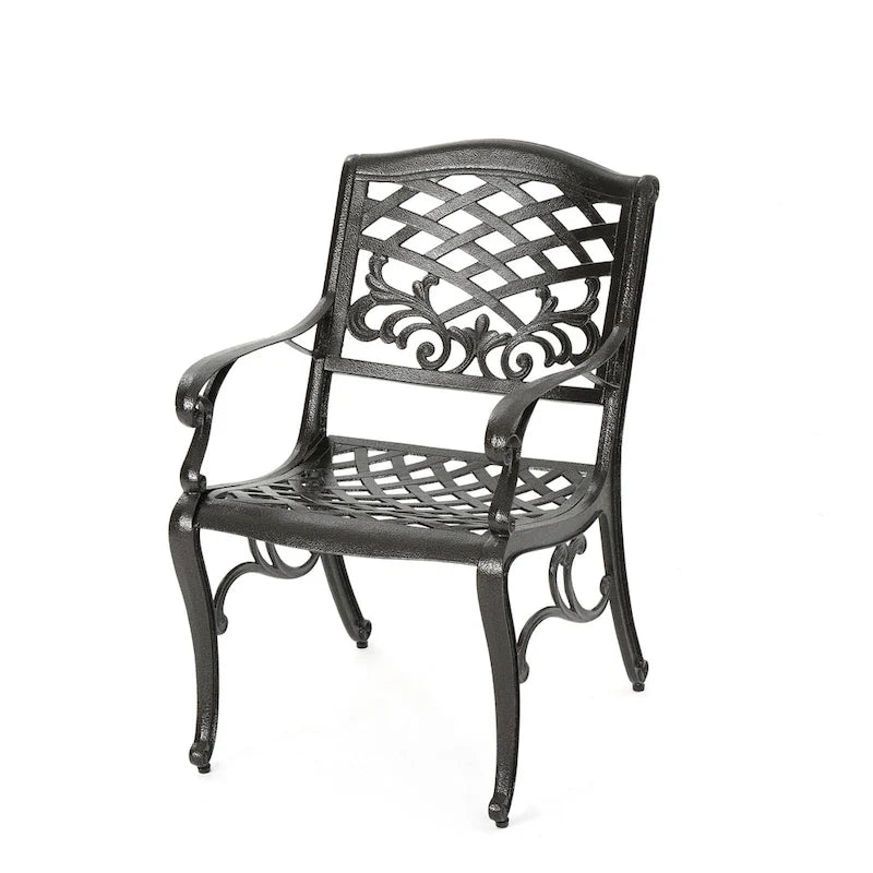 Toni Outdoor Armchair Set of 2, Cabriole, Scrolled Lattice Bronze Aluminium
