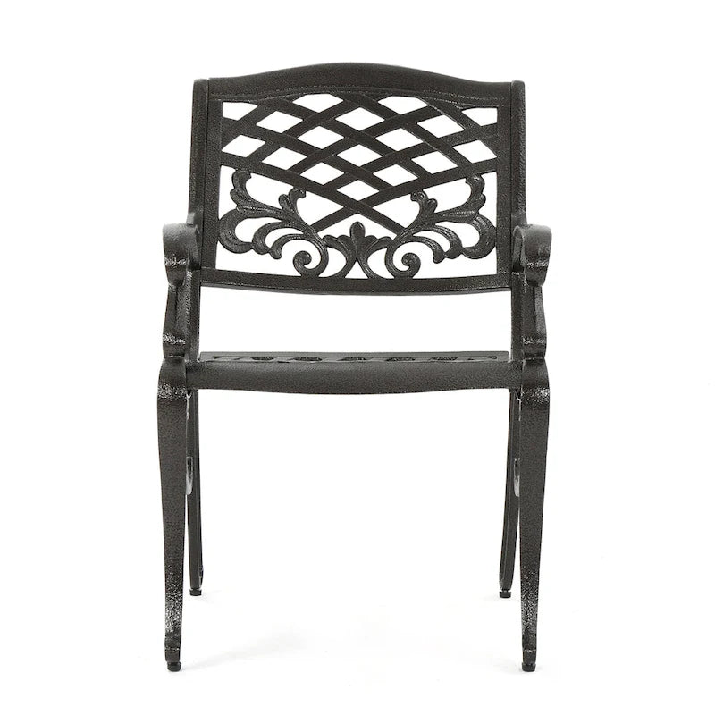 Toni Outdoor Armchair Set of 2, Cabriole, Scrolled Lattice Bronze Aluminium