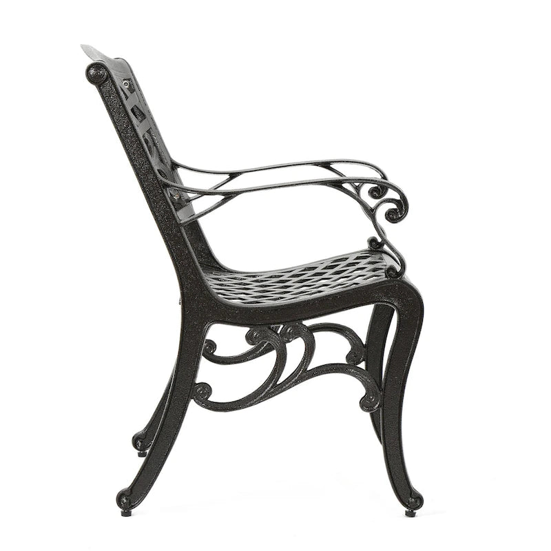 Toni Outdoor Armchair Set of 2, Cabriole, Scrolled Lattice Bronze Aluminium