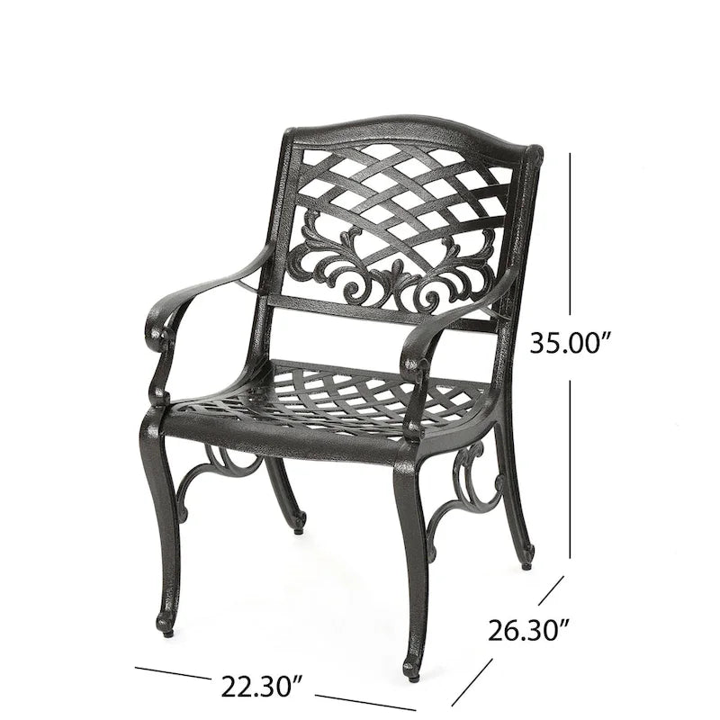 Toni Outdoor Armchair Set of 2, Cabriole, Scrolled Lattice Bronze Aluminium