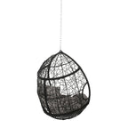 Castic Outdoor Hanging Chair, 46 Inch Rattan Frame, Black Iron, Gray