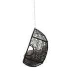 Castic Outdoor Hanging Chair, 46 Inch Rattan Frame, Black Iron, Gray