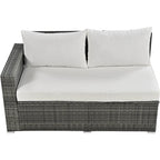 6 Piece Outdoor Furniture Set, All Weather Patio Conversation Set, Rattan Sofa Set with Storage Box and Tempered Glass Table
