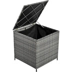 6 Piece Outdoor Furniture Set, All Weather Patio Conversation Set, Rattan Sofa Set with Storage Box and Tempered Glass Table
