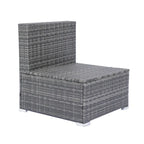 8 Pcs Patio L-Shaped Sectional Sofa Set, Outdoor Wicker Rattan Furniture Set with One Storage Box Under Seat and Coffee Table