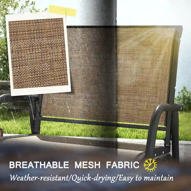 Outsunny Porch Glider Set of 2 with Breathable Mesh, Curved Armrests and Steel Frame for Garden, Poolside, Backyard, Balcony