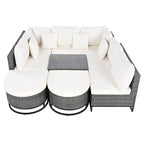7 Pieces Outdoor Wicker Sofa Set, Rattan Conservation Sectional Free Combination Set, Patio Furniture Sets with Coffee Table
