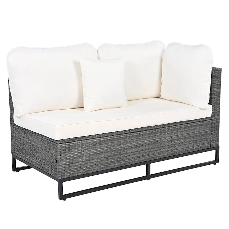 7 Pieces Outdoor Wicker Sofa Set, Rattan Conservation Sectional Free Combination Set, Patio Furniture Sets with Coffee Table