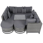 7 Pieces Outdoor Wicker Sofa Set, Rattan Conservation Sectional Free Combination Set, Patio Furniture Sets with Coffee Table