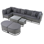 7 Pieces Outdoor Wicker Sofa Set, Rattan Conservation Sectional Free Combination Set, Patio Furniture Sets with Coffee Table