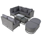 7 Pieces Outdoor Wicker Sofa Set, Rattan Conservation Sectional Free Combination Set, Patio Furniture Sets with Coffee Table