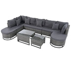 7 Pieces Outdoor Wicker Sofa Set, Rattan Conservation Sectional Free Combination Set, Patio Furniture Sets with Coffee Table