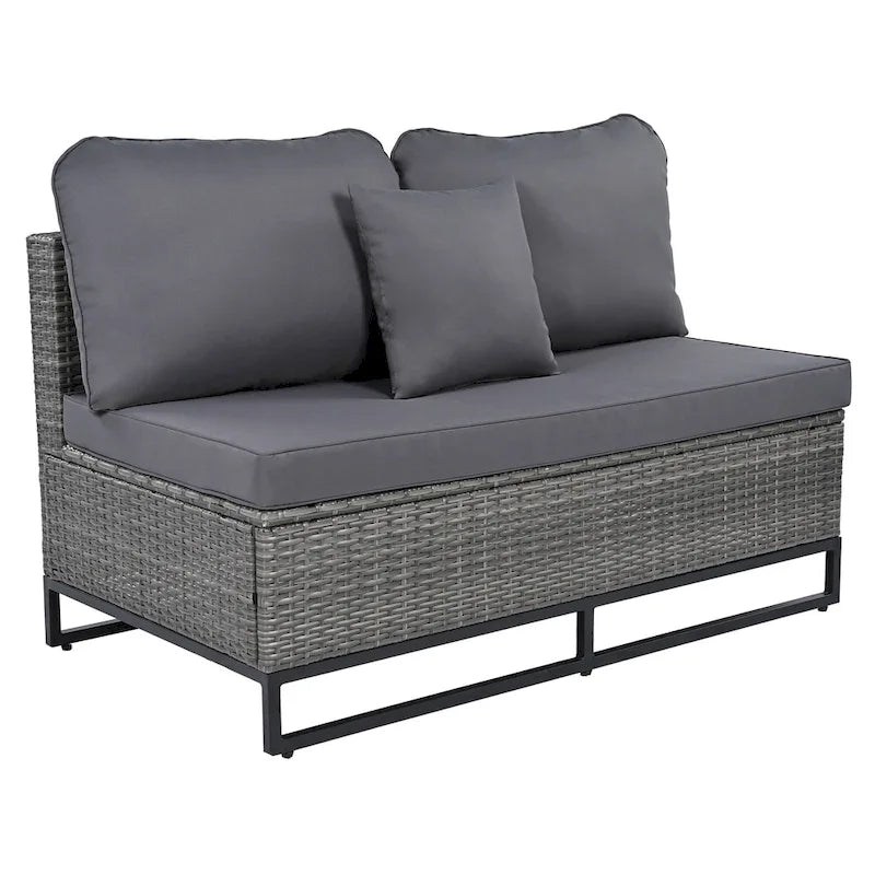 7 Pieces Outdoor Wicker Sofa Set, Rattan Conservation Sectional Free Combination Set, Patio Furniture Sets with Coffee Table
