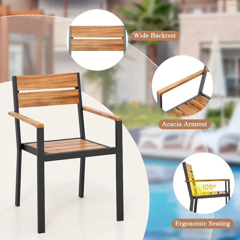 Gymax 7 Piece Patio Dining Set 69   Rectangle Table w/ 6 Stackable