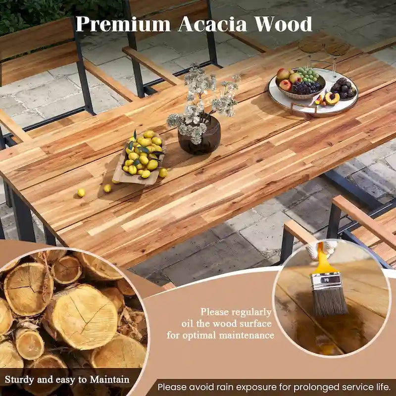 Gymax 7 Piece Patio Dining Set 69   Rectangle Table w/ 6 Stackable