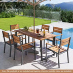 Gymax 7 Piece Patio Dining Set 69   Rectangle Table w/ 6 Stackable