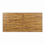 70 Inch Acacia Wood Dining Table Teak Top Black Metal Legs Outdoor Patio