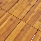 70 Inch Acacia Wood Dining Table Teak Top Black Metal Legs Outdoor Patio