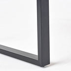 70 Inch Acacia Wood Dining Table Teak Top Black Metal Legs Outdoor Patio